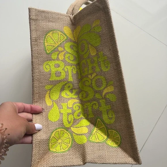 NWT Trader Joe's Yellow Lemon Jute Tote Bag - Picture 6 of 6